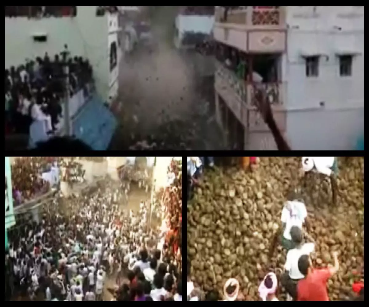 കോവിഡിന് പുല്ലുവില: ആന്ധ്രയിലെ ചാണകയേറ് ആഘോഷത്തിന്‍റെ വൈറല്‍ ദൃശ്യങ്ങള്‍