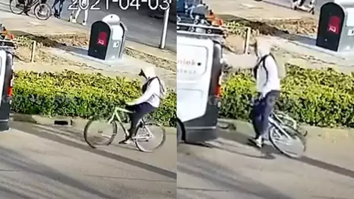 ഫോണും നോക്കി സൈക്കിളോടിച്ചാൽ ഇങ്ങനെയിരിക്കും; ചിരി പടർത്തി വീഡിയോ ഫോണും നോക്കി സൈക്കിളോടിച്ചാൽ ഇങ്ങനെയിരിക്കും; ചിരി പടർത്തി വീഡിയോ