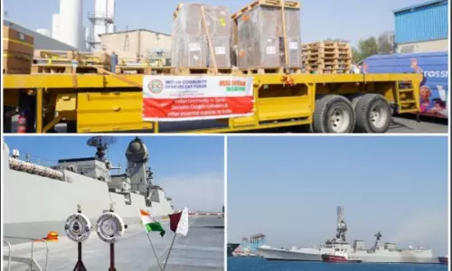 ഖത്തറിലെ ഇന്ത്യന്‍ സമൂഹം ശേഖരിച്ച മെഡിക്കല്‍ സഹായവസ്തുക്കളുമായി INS കൊല്‍ക്കത്ത പുറപ്പെട്ടു