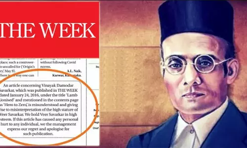 സവര്‍ക്കറെ കുറിച്ച് 2016ല്‍ പ്രസിദ്ധീകരിച്ച ലേഖനത്തിന് മാപ്പ് പറഞ്ഞ് ദ വീക്ക്; മാപ്പ് പറയില്ലെന്ന് ലേഖകന്‍