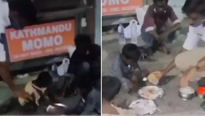 തെരുവിലെ കുഞ്ഞുങ്ങള്‍ക്ക് സ്വന്തം ഭക്ഷണം വിളമ്പി ട്രാഫിക് പൊലീസുകാരന്‍; ഹൃദയം തൊട്ട് ഒരു വീഡിയോ