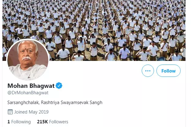 മോഹൻ ഭാഗവതിന് ബ്ലൂടിക് തിരികെ നൽകി ട്വിറ്റർ മോഹൻ ഭാഗവതിന് ബ്ലൂടിക് തിരികെ നൽകി ട്വിറ്റർ