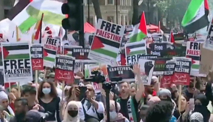 ജി 7 ഉച്ചകോടി; ലണ്ടനിൽ ഫലസ്തീൻ അനുകൂലികളുടെ കൂറ്റൻ റാലി