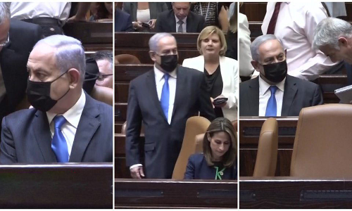 തോറ്റതിന് പിന്നാലെ പ്രധാനമന്ത്രി കസേരയില്‍ കയറി ഇരുന്ന് നെതന്യാഹു, അബദ്ധം തിരിച്ചറിഞ്ഞ് മാറിയിരുന്നു; വീഡിയോ വൈറല്‍