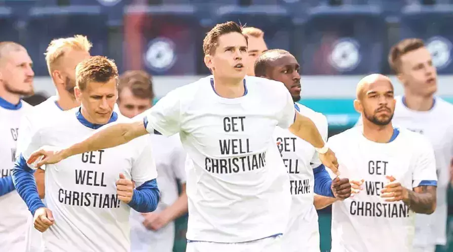 ക്രിസ്റ്റ്യന്‍ എറിക്സണ് ആശംസയറിച്ചുള്ള ടീ ഷര്‍ട്ടുമായി പരിശീലനം, ഹൃദയം കീഴടക്കി ഫിന്‍ലാന്‍റ് ടീം