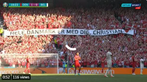 ക്രിസ്റ്റ്യന്, മുഴുവന് ഡെന്മാര്ക്കും നിങ്ങള്ക്കൊപ്പമുണ്ട് എറിക്സണ് ആദരവുമായി ഗ്യാലറിയില് ആരാധകര്, വീഡിയോ ക്രിസ്റ്റ്യന്, മുഴുവന് ഡെന്മാര്ക്കും നിങ്ങള്ക്കൊപ്പമുണ്ട് എറിക്സണ് ആദരവുമായി ഗ്യാലറിയില് ആരാധകര്, വീഡിയോ