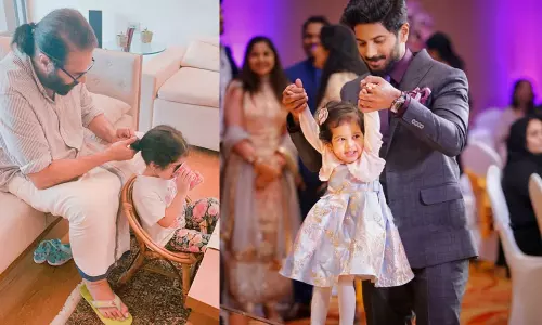 കുഞ്ഞുമറിയത്തിന്‍റെ മുടി പിന്നി കെട്ടി മമ്മൂട്ടി: പിതൃദിനത്തില്‍ ദുല്‍ഖറിന്‍റെ സ്നേഹം നിറച്ച ഫോട്ടോ