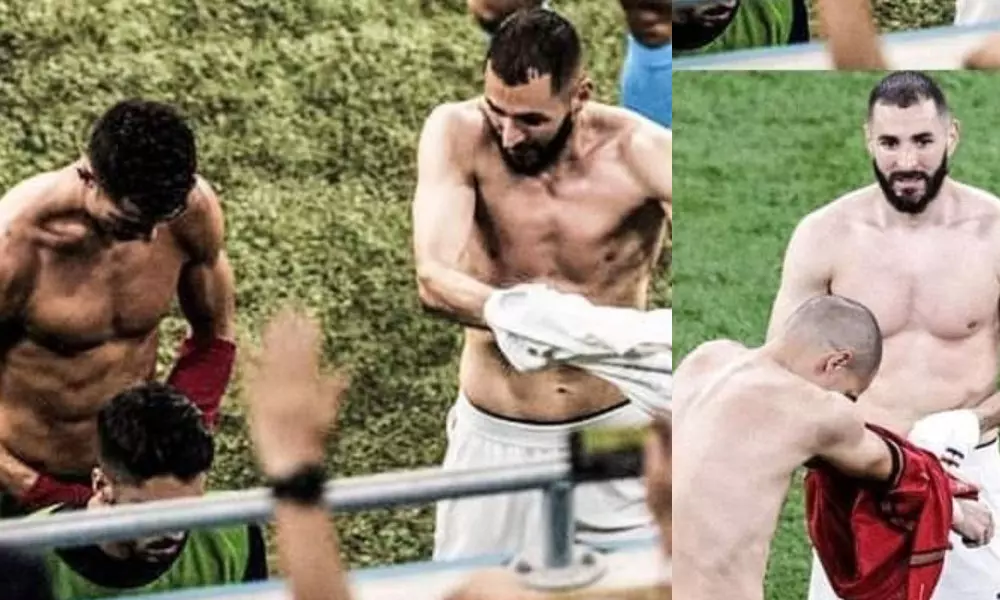 ആദ്യപകുതിയിൽ റൊണാൾഡോയുടേത്, രണ്ടാം പകുതിയിൽ പെപ്പെ; ജഴ്സി ചോദിച്ചു വാങ്ങി ബെൻസെമ ആദ്യപകുതിയിൽ റൊണാൾഡോയുടേത്, രണ്ടാം പകുതിയിൽ പെപ്പെ; ജഴ്സി ചോദിച്ചു വാങ്ങി ബെൻസെമ