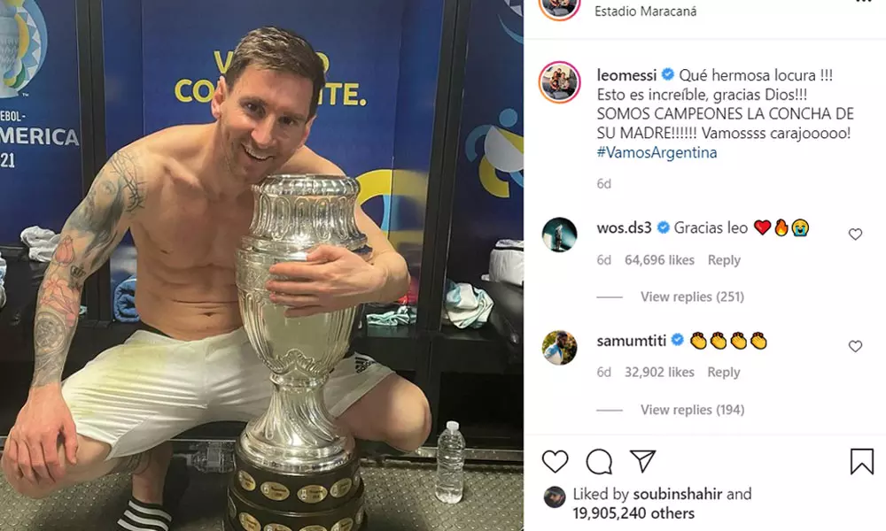 മെസ്സിയുടെ വാമോസ് അർജന്റീന ചിത്രത്തിന് കിട്ടിയത് രണ്ടു കോടി ലൈക്ക്!