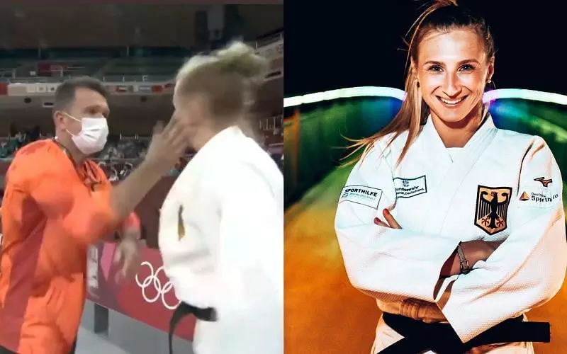 മത്സരത്തിന് മുന്‍പ് ജൂഡോ താരത്തിന്‍റെ മുഖത്തടിച്ച് പരിശീലകന്‍; അമ്പരന്ന് കായികപ്രേമികള്‍