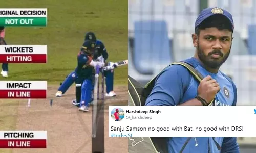 ഡിആർഎസ് അവസരം പാഴാക്കിയത് നായകൻ, പഴി സഞ്ജുവിന്; സമൂഹമാധ്യമങ്ങളിൽ പൊങ്കാല ഡിആർഎസ് അവസരം പാഴാക്കിയത് നായകൻ, പഴി സഞ്ജുവിന്; സമൂഹമാധ്യമങ്ങളിൽ പൊങ്കാല