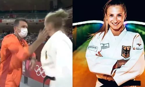 മത്സരത്തിന് മുന്‍പ് ജൂഡോ താരത്തിന്‍റെ മുഖത്തടിച്ച് പരിശീലകന്‍; അമ്പരന്ന് കായികപ്രേമികള്‍