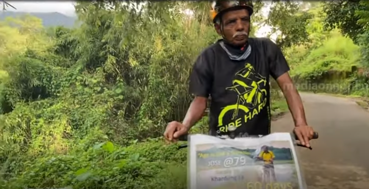 എൺപതാം പിറന്നാള്‍ ലഡാക്കില്‍ ആഘോഷിക്കാന്‍ സൈക്കിളിൽ പുറപ്പെട്ട് ജോസേട്ടന്‍