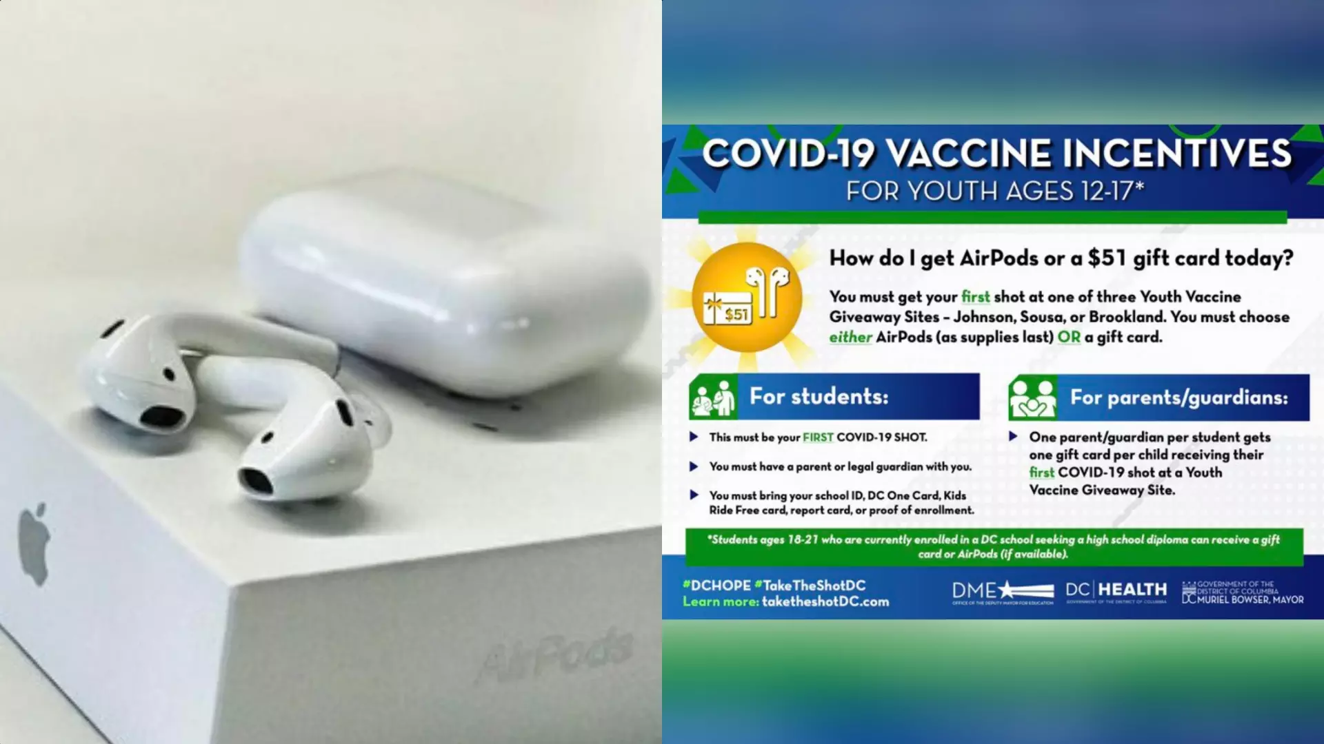 കോവിഡ് വാക്സിനെടുത്താല്‍ ആപ്പിള്‍ എയര്‍പോഡും ഐപാഡും; വാഷിങ്ടണില്‍ വിലപിടിപ്പുള്ള വാഗ്ദാനങ്ങള്‍