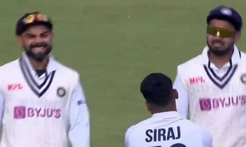 ഡിആര്‍എസ് എടുക്കണമെന്ന് സിറാജ്, വേണ്ടെന്ന് പറഞ്ഞെത്തി പന്ത്; ചിരിയടക്കാനാകാതെ കോഹ്‍ലി, വീഡിയോ