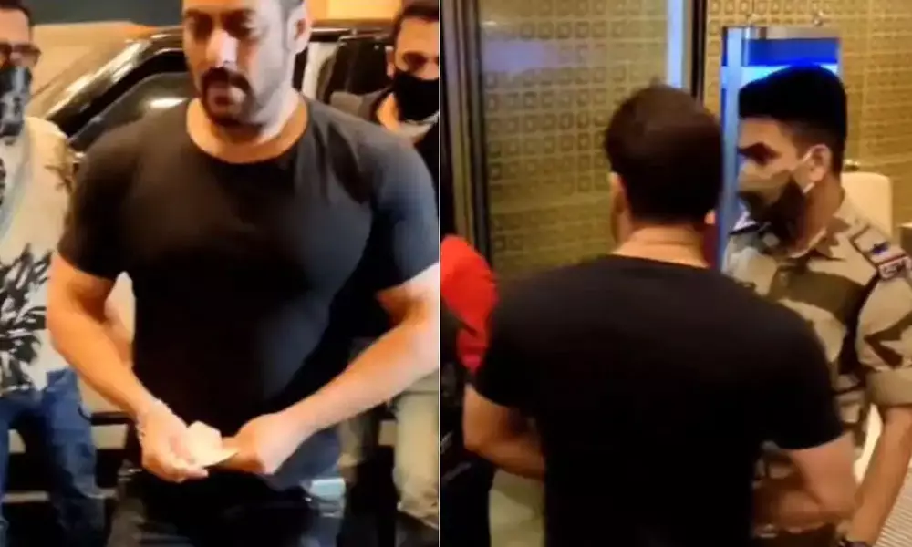 അങ്ങനെ പോകേണ്ട; വിമാനത്താവളത്തിൽ സൽമാൻ ഖാനോട് വരി നിൽക്കാൻ ആവശ്യപ്പെട്ട് സുരക്ഷാ ഉദ്യോഗസ്ഥൻ- വീഡിയോ