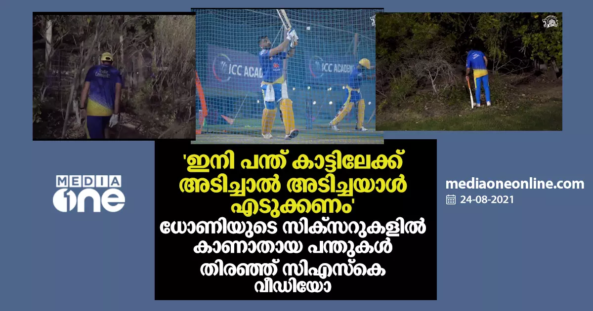 ഇനി പന്ത് കാട്ടിലേക്ക് അടിച്ചാല്‍ അടിച്ചയാള്‍ എടുക്കണം; ധോണിയുടെ സിക്സറുകളില്‍ കാണാതായ പന്ത് തിരഞ്ഞ് സിഎസ്കെ, വീഡിയോ