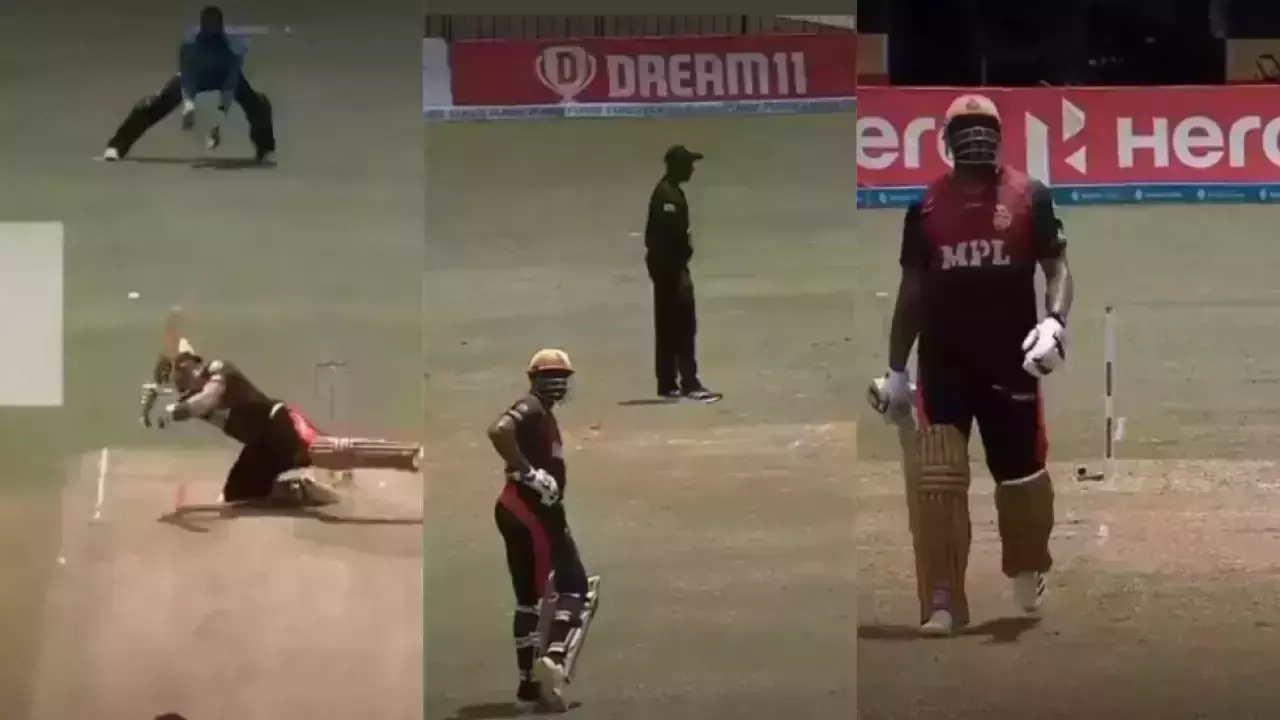 അംപയര്‍ വൈഡ് അനുവദിച്ചില്ല; ക്രീസില്‍ വീണ്ടും ശ്രദ്ധേയനായി ആന്‍ഗ്രി പൊള്ളാര്‍ഡ്