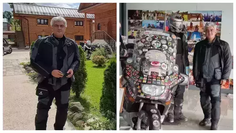 5000 കി.മീ റഷ്യയിലൂടെ തലയുടെ ബൈക്ക് യാത്ര, ആഘോഷമാക്കി ആരാധകര്‍