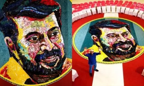 മൊബൈല്‍ ഫോണുകള്‍ കൊണ്ടൊരു മമ്മൂട്ടി; വൈറലായി താരത്തിന്‍റെ ചിത്രം