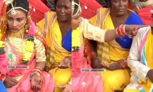 വിവാഹ ചടങ്ങിനിടെ പാന്‍ ചവച്ച വരനെ തല്ലി വധു; വിഡിയോ വൈറല്‍