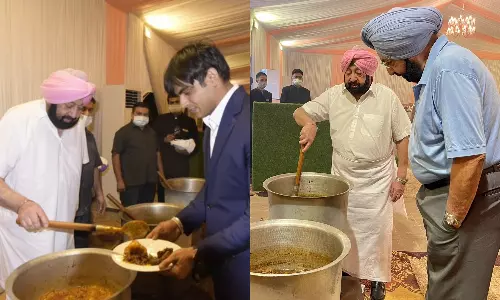 ഒളിംപിക് ജേതാക്കൾക്ക് ഭക്ഷണം പാകം ചെയ്ത് വിളമ്പി പഞ്ചാബ് മുഖ്യമന്ത്രി