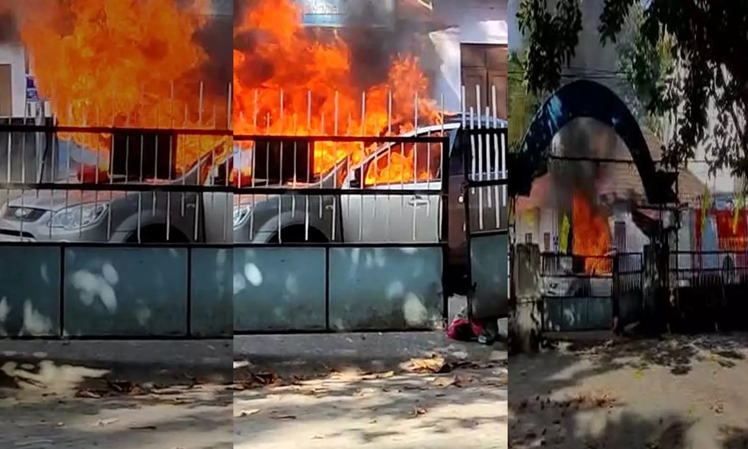 ഓടുന്ന കാറിന് തീപിടിച്ചു; ഒഴിവായത് വന് ദുരന്തം ഓടുന്ന കാറിന് തീപിടിച്ചു; ഒഴിവായത് വന് ദുരന്തം