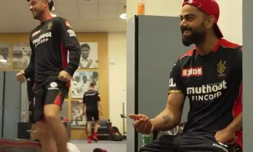 വിരാട് കോലിയുടെ വിജയാഘോഷം അനുകരിച്ച് ഡിവില്ലിയേഴ്‌സ്; ചിരിപടര്‍ത്തി വീഡിയോ