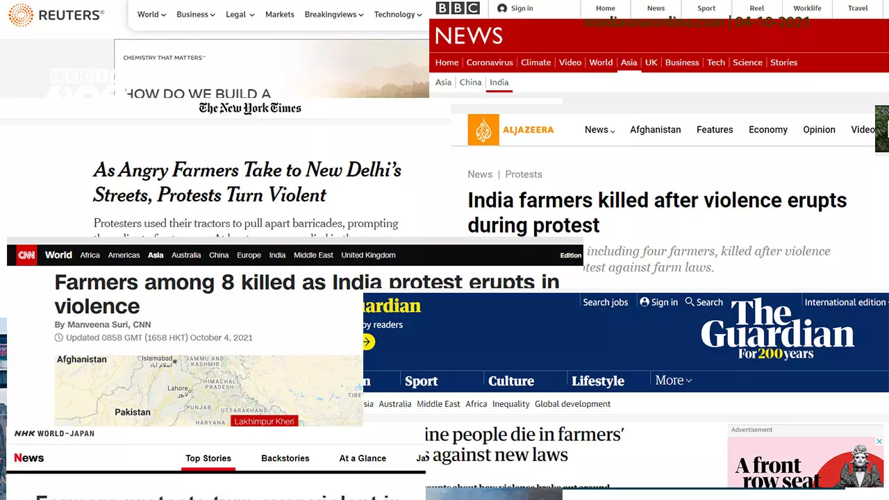 ലോകമാധ്യമങ്ങളിലും ചർച്ചയായി ലഖിംപൂർ ഖേരി സംഭവം; നാണംകെട്ട് രാജ്യം