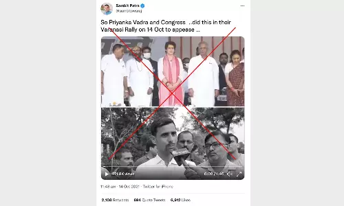 പശ്ചാത്തലത്തിൽ ഖുർആൻ സൂക്തങ്ങൾ; പ്രിയങ്കയുടെ കാശി റാലിയുടെ വ്യാജ വീഡിയോ പ്രചരിപ്പിച്ച് ബി.ജെ.പി