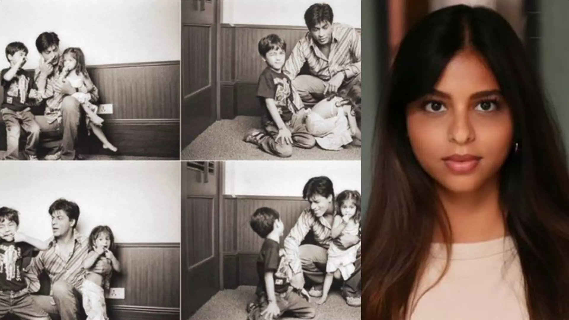 ഐ ലവ് യു; ഷാറൂഖിനും ആര്യനുമൊപ്പമുള്ള പഴയകാല ചിത്രം പങ്കുവെച്ച് സുഹാന ഖാന്‍