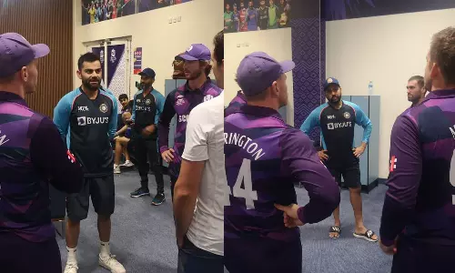 മനംകവർന്ന് ടീം ഇന്ത്യ; സ്‌കോട്ട്‌ലാൻഡ് ക്രിക്കറ്റ് ടീമിന്റെ ഡ്രസിങ് റൂമിൽ