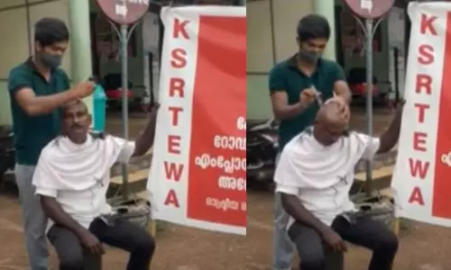 ശമ്പളം മുടങ്ങി; തല മൊട്ടയടിച്ച് കെ.എസ്.ആർ.ടി.സി ജീവനക്കാരന്‍റെ പ്രതിഷേധം