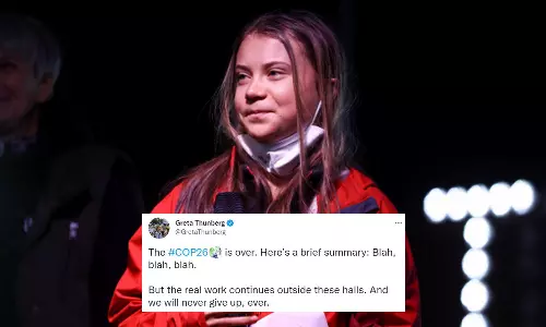 ബ്ലാ, ബ്ലാ, ബ്ലാ; യുഎൻ കാലാവസ്ഥാ ഉച്ചകോടിയെ വിമർശിച്ചും പരിഹസിച്ചും വീണ്ടും ഗ്രേറ്റ തുൻബെർഗ്