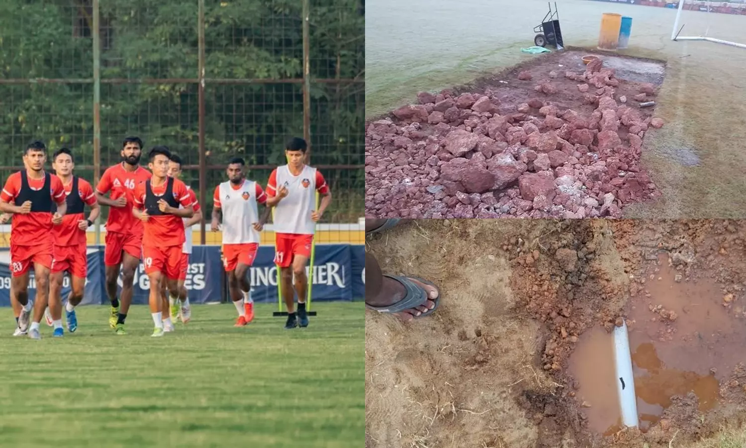 എഫ്‌സി ഗോവയുടെ പരിശീലന ഗ്രൗണ്ടിൽ ക്രിക്കറ്റ് പിച്ച് നിർമിച്ച് പഞ്ചായത്ത്: ഗ്രൗണ്ടില്ലാതെ ക്ലബ്ബ്