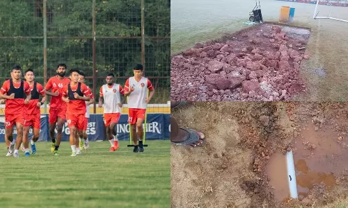 എഫ്‌സി ഗോവയുടെ പരിശീലന ഗ്രൗണ്ടിൽ ക്രിക്കറ്റ് പിച്ച് നിർമിച്ച് പഞ്ചായത്ത്: ഗ്രൗണ്ടില്ലാതെ ക്ലബ്ബ്