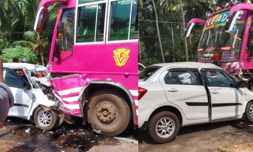 മലപ്പുറത്ത് സ്വകാര്യ ബസും കാറും കൂട്ടിയിടിച്ച് ഒരാള്‍ മരിച്ചു
