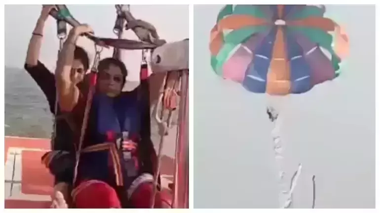 പാരാസെയ്‍ലിംഗിനിടെ കയര്‍ പൊട്ടി യുവതികള്‍ കടലിലേക്ക്; ഞെട്ടിക്കുന്ന വീഡിയോ
