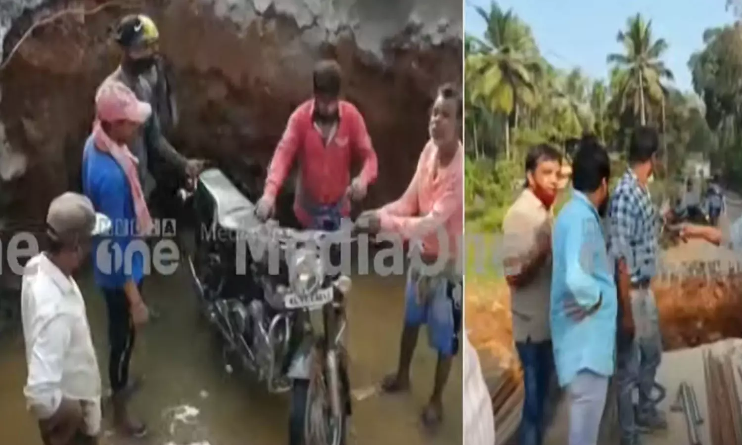 താമരശ്ശേരി ചുങ്കം-മുക്കം റോഡില്‍ കലുങ്ക് നിര്‍മ്മാണത്തിനായെടുത്ത കുഴിയില്‍ ബുള്ളറ്റുമായി യാത്രക്കാരന്‍ വീണു