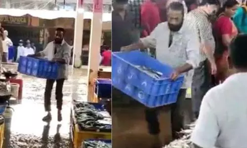 തളിപ്പറമ്പ് ചന്തയിൽ മീന്‍ കുട്ട ചുമക്കുന്ന ഹരിശ്രീ അശോകന്‍; വൈറലായി വീഡിയോ