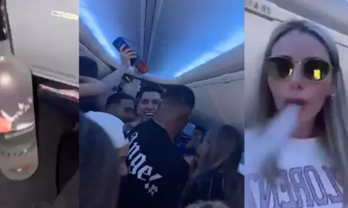 വിമാനത്തിൽ മാസ്‌കില്ലാതെ കുടിച്ചും തിമിർത്തും ഇൻഫ്‌ളുവൻസർമാർ; വിമർശനവുമായി ജസ്റ്റിൻ ട്രൂഡോ