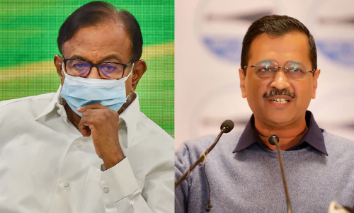 എഎപിയും തൃണമൂലും ബിജെപി വിരുദ്ധ വോട്ടുകൾ വിഭജിക്കുമെന്ന് ചിദംബരം; കരച്ചിൽ നിർത്തൂവെന്ന് കെജ്രിവാൾ