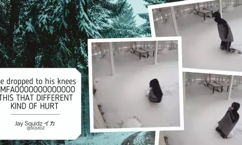 മഞ്ഞുപാത താണ്ടിയെത്തി; അടഞ്ഞ ഹോട്ടൽ കണ്ട് മുട്ടുകുത്തിയൊരാൾ; വിഡിയോ വൈറൽ