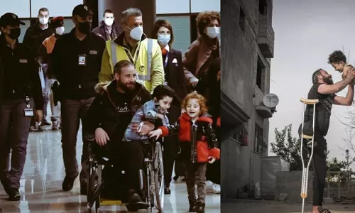 വൈറൽ ഫോട്ടോ തുണയായി; കാൽ നഷ്ടപ്പെട്ട മുൻസിറും ജന്മനാ കൈകാലുകളില്ലാത്ത മകനും ഇനി ഇറ്റലിയിൽ