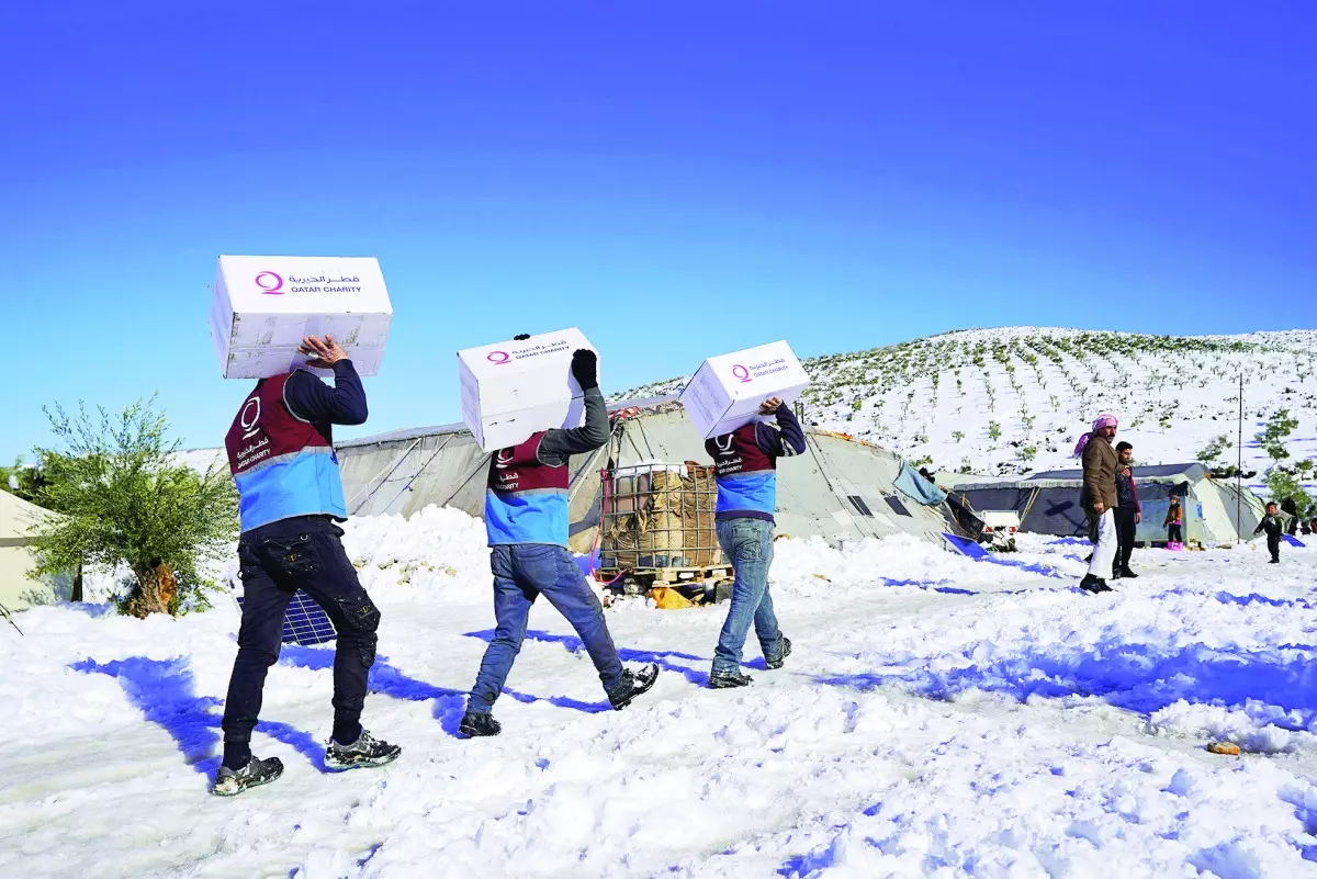 അതി ശൈത്യം: സിറിയയിലെ ദുരിതബാധിതര്‍ക്ക് സഹായമെത്തിച്ച് ഖത്തര്‍ ചാരിറ്റി