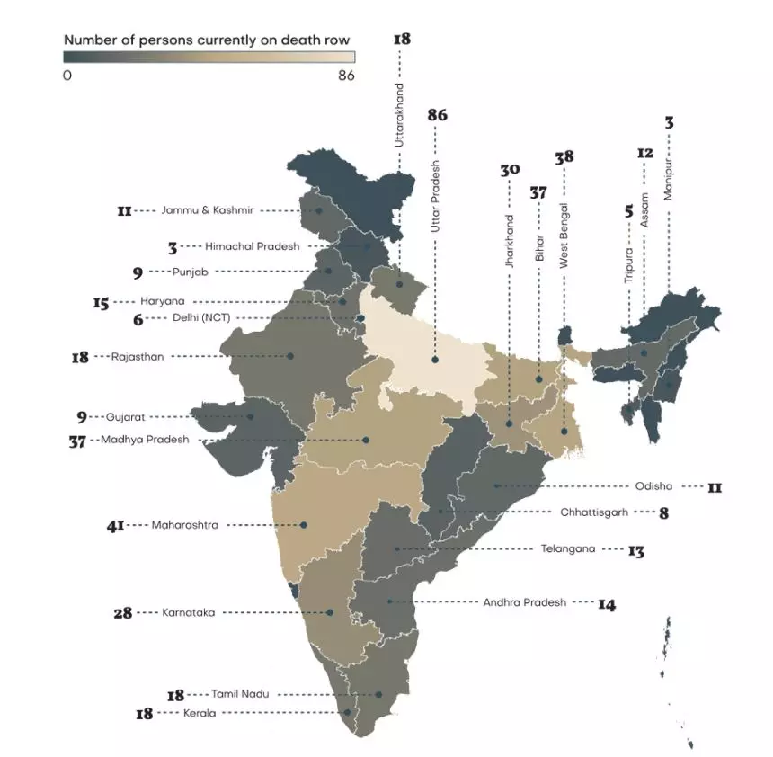 വിവിധ സംസ്ഥാനങ്ങളിൽ വധശിക്ഷക്ക് വിധിച്ചവരുടെ കണക്ക്; കടപ്പാട്: നാഷണൽ ലോ യൂണിവേഴ്സിറ്റി വിവിധ സംസ്ഥാനങ്ങളിൽ വധശിക്ഷക്ക് വിധിച്ചവരുടെ കണക്ക്; കടപ്പാട്: നാഷണൽ ലോ യൂണിവേഴ്സിറ്റി