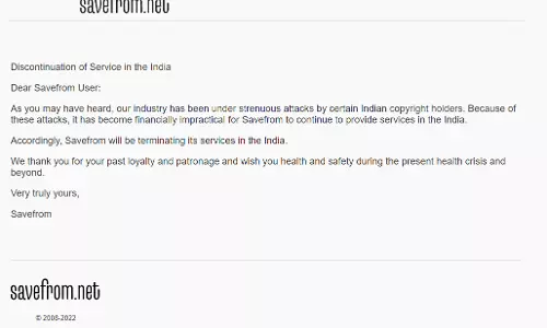 സേവ് ഫ്രം നെറ്റ് ഇന്ത്യയിലെ പ്രവർത്തനം അവസാനിപ്പിച്ചു