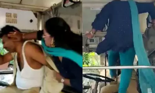 സ്‌കൂട്ടറിന് സൈഡ് തന്നില്ലെന്ന് ആരോപിച്ച് ബസ് ഡ്രൈവറെ ക്രൂരമായി മർദിച്ച് യുവതി