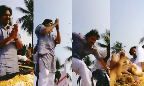 ആരാധകൻറെ അപ്രതീക്ഷിത സ്‌നേഹപ്രകടനം; റോഡ് ഷോയ്ക്കിടെ നടനെ വലിച്ച് താഴെയിട്ടു- വൈറൽ വീഡിയോ