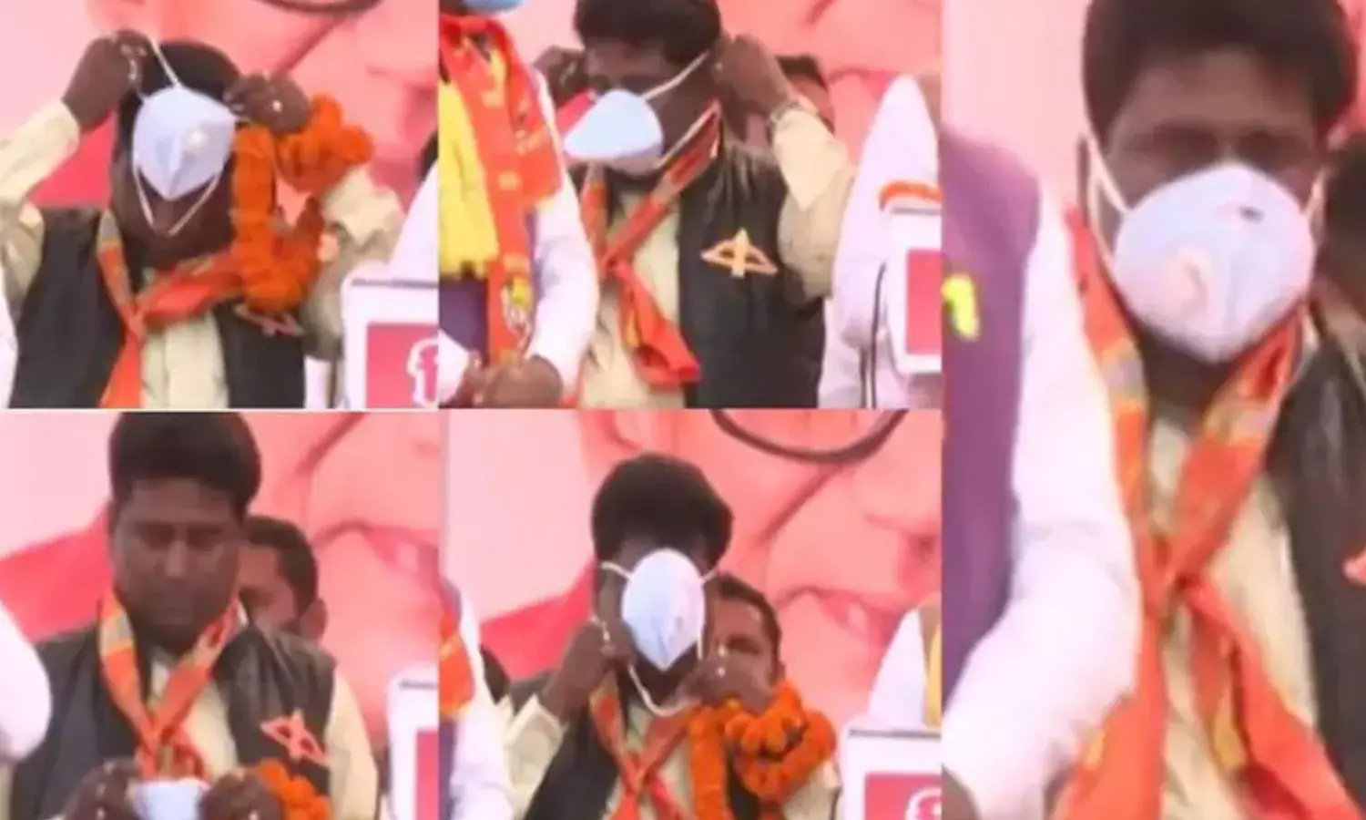 ഇതാണ് യഥാർത്ഥ പോരാട്ടം; മാസ്‌ക് ധരിക്കാൻ കഷ്ടപ്പെടുന്ന ശിവസേന പ്രവർത്തകന്റെ വീഡിയോ വൈറലാവുന്നു